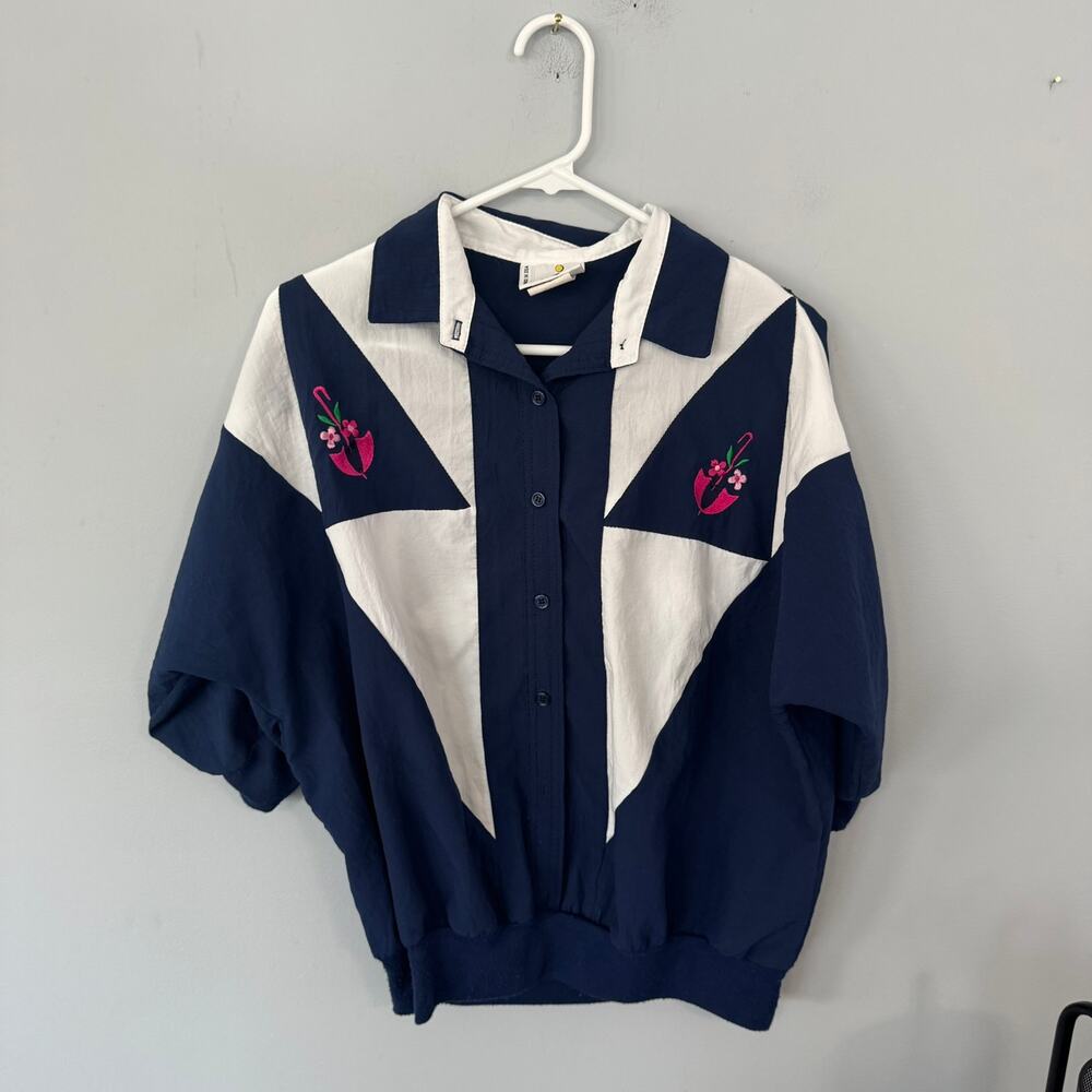 Vintage Cortiva Dolman Sleeve Colorblock Top Women's Size Large 1980s 1990s